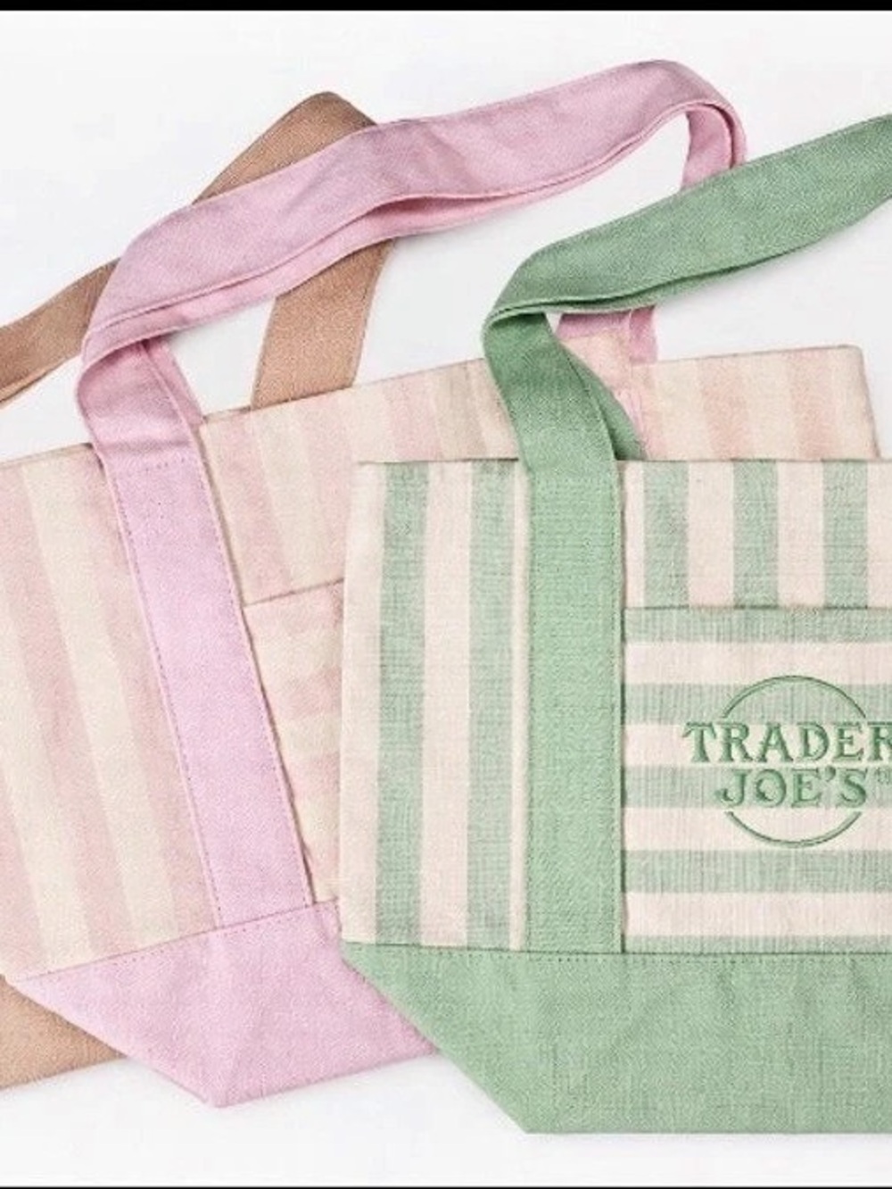Trader Joe's Striped Mini Canvas Tote Bag Set of 3